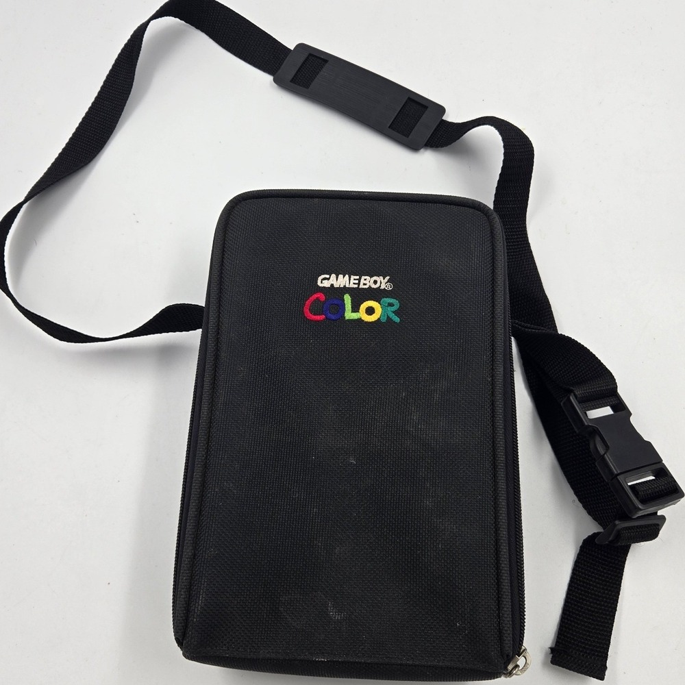 Nintendo Game Boy Color Carrying Case Black Nylon Shoulder Bag Organizer Vintage
